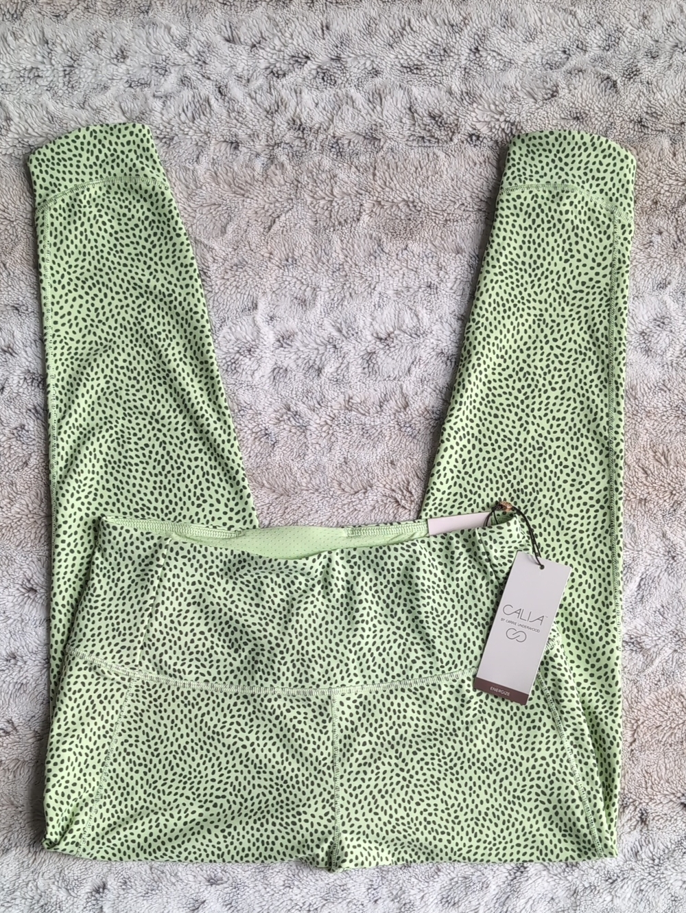 Calia Energize Crossover Hem High Rise Confetti Dot Green 7/8 Leggings